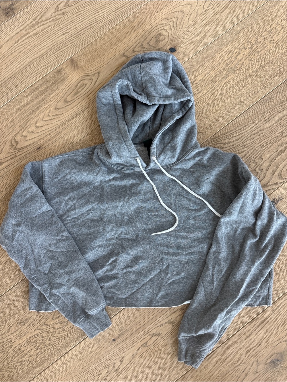 wild fable Gray Cropped Hoodie with Drawstring